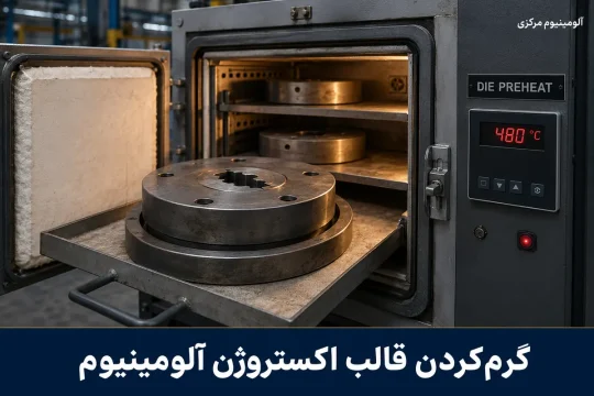 قالب فولادی اکستروژن آلومینیوم در حال گرمشدن در کوره