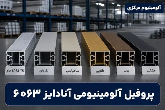 پروفیلهای آلومینیومی آنادایز شده در کنار شاخه خام آلیاژ ۶۰۶۳