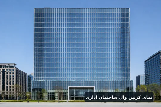 نمای کرتین وال آلومینیومی شیشهای روی ساختمان اداری بلندمرتبه