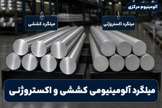 مقایسه سطح میلگرد آلومینیومی کششی و اکستروژنی در انبار