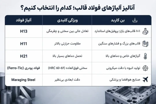آنالیز آلیاژهای فولاد قالب اکستروژن آلومینیوم